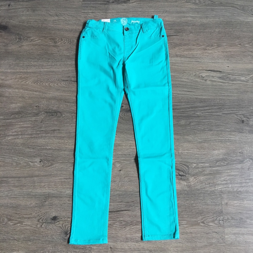 Mint Teal/Turquoise Skinny Jeggings, Size 14 girls